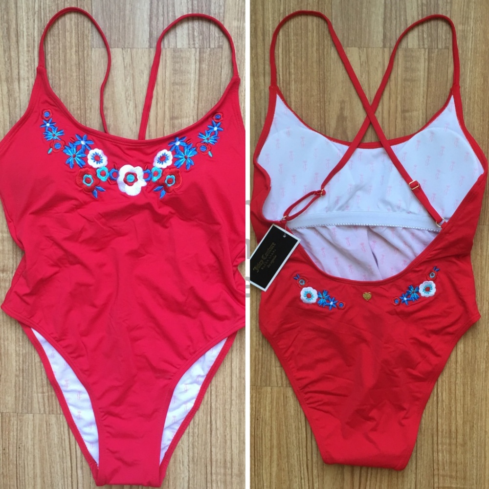 Juicy Couture Embroidered One Piece Swimsuit NEW